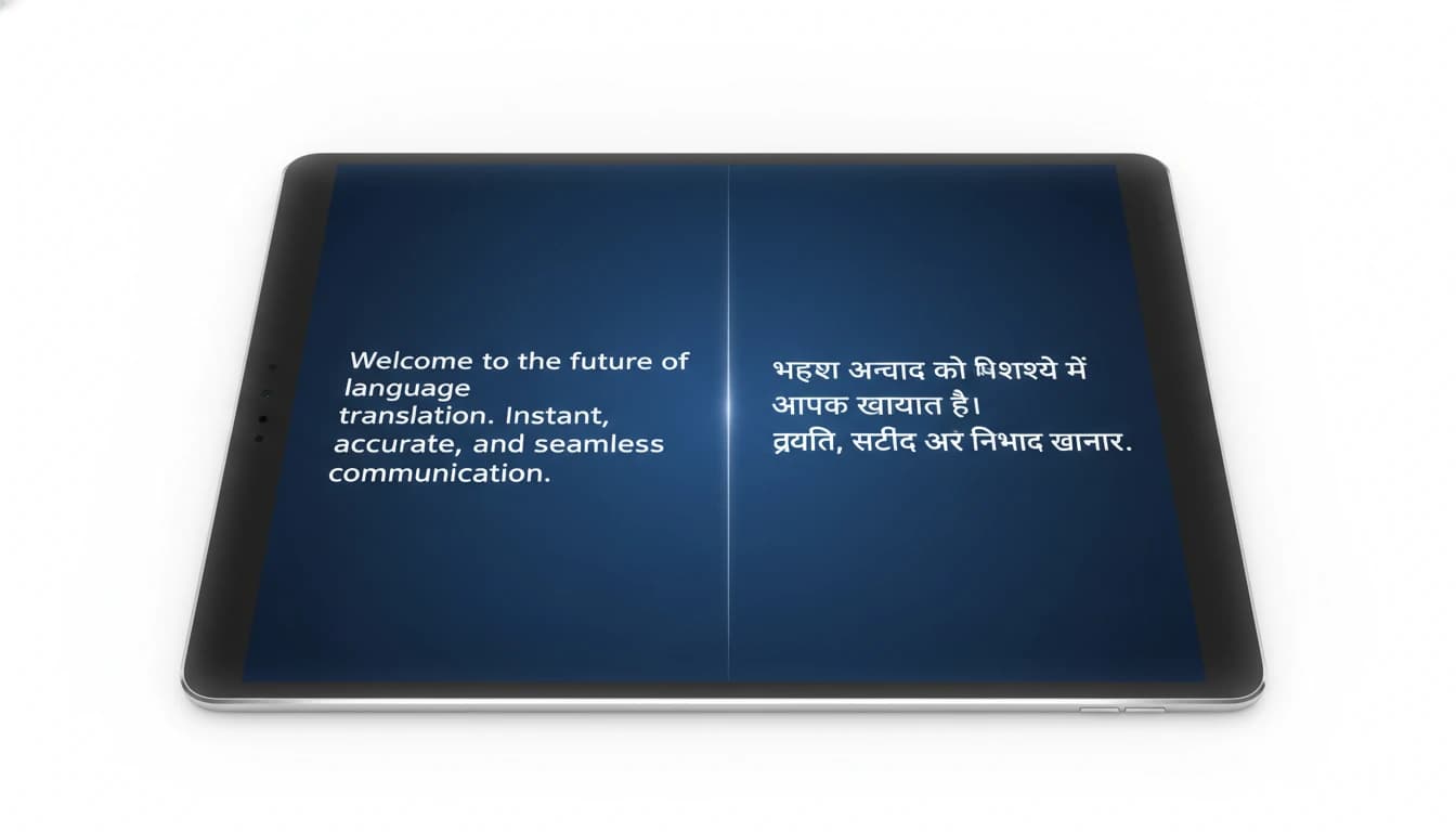 Bilingual text translation on modern tablet screen