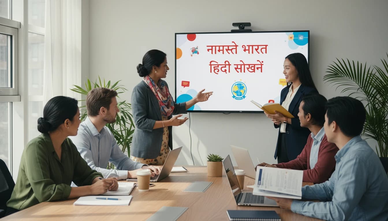 Collage of various wild and domestic animals labeled in Hindi