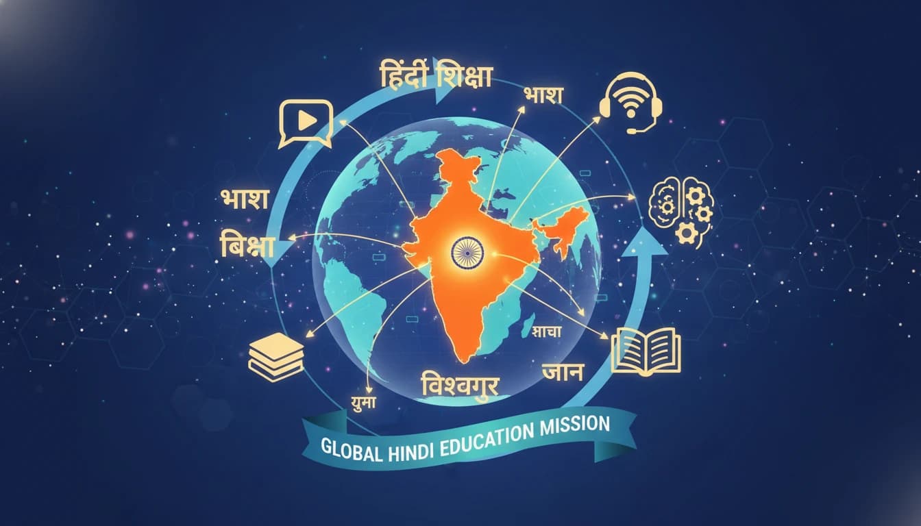 Wild animals in their natural habitat labeled in Hindi