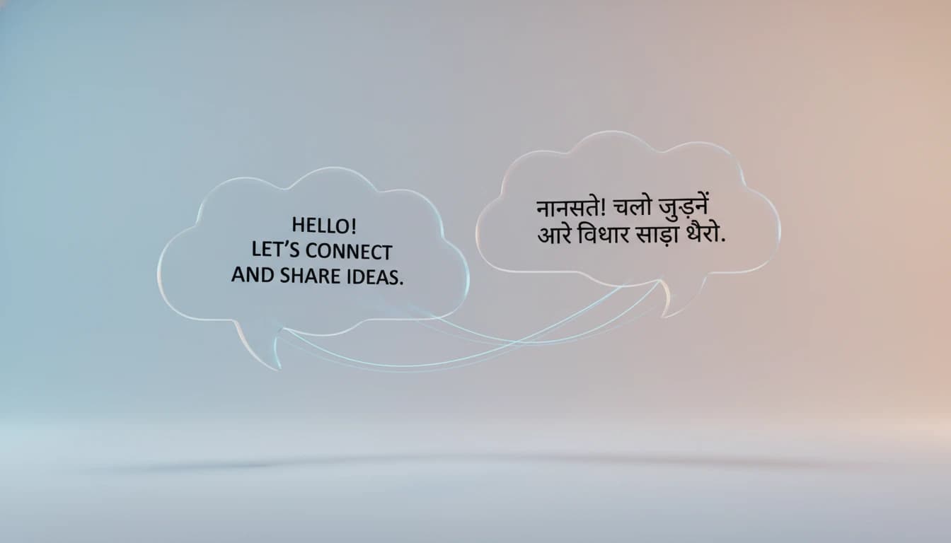 Conceptual image of English and Hindi speech bubbles connecting